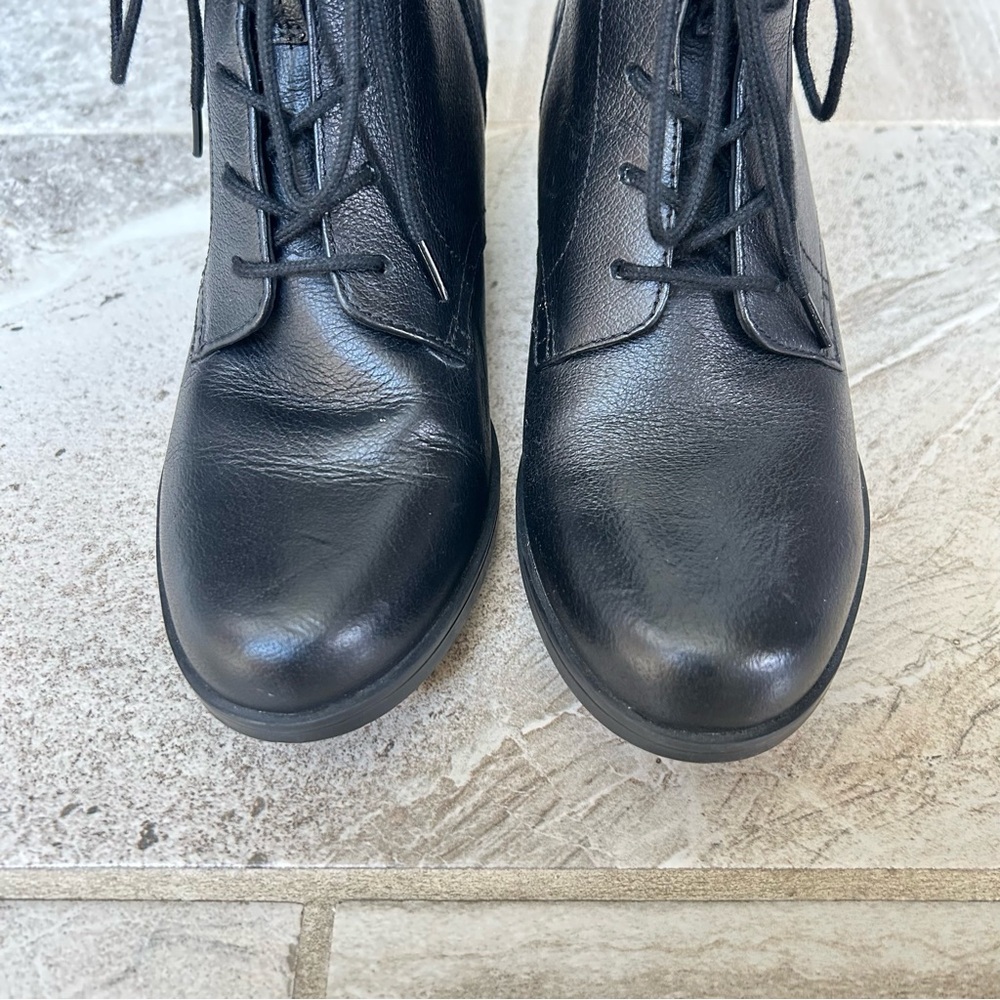 Clarks Women’s Hollis Jasmine Black Leather Lace Up Ankle Boots, Size 8.5M - Picture 5 of 13